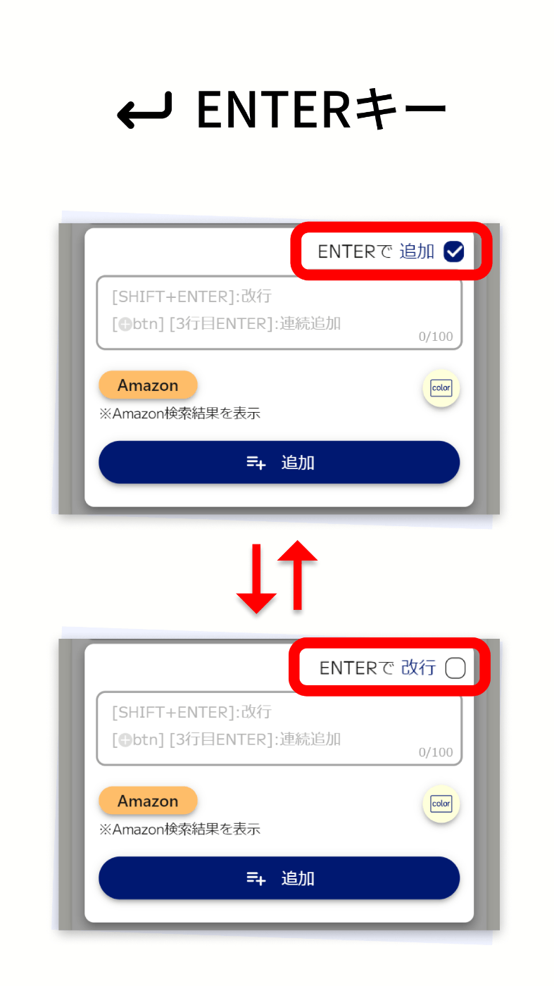 買い物リスト-lisble リスブルの入力中のEnterKeyの挙動