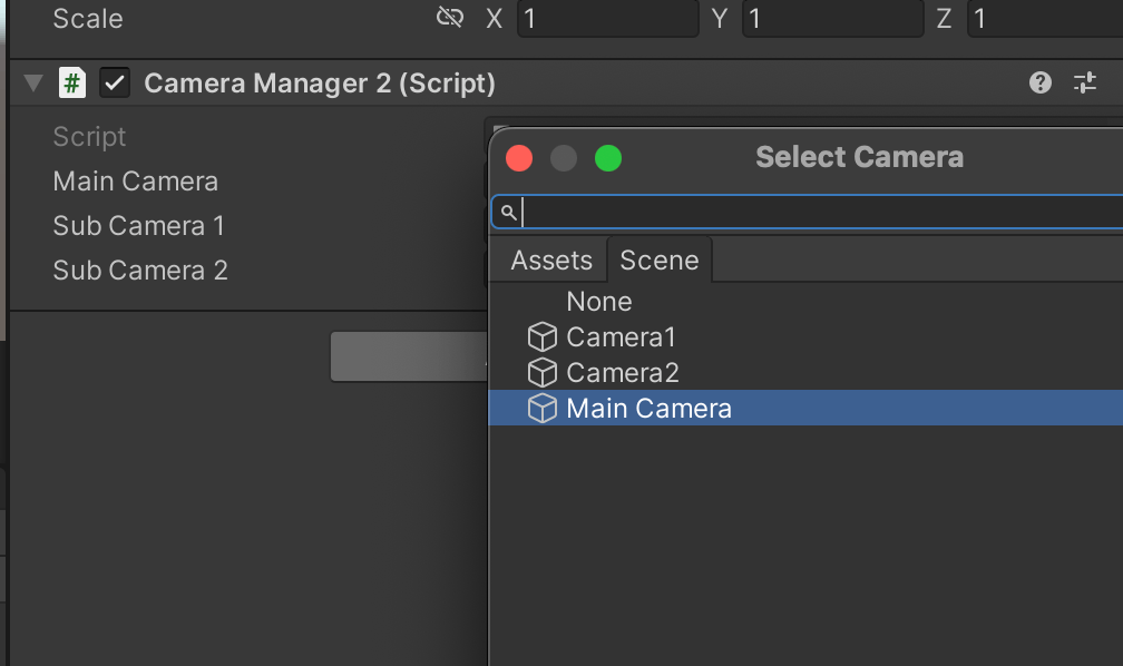複数cinemachine固定カメラ+オートムービングカメラをシーンに組み込んで、切り替えをGUIボタンで行う