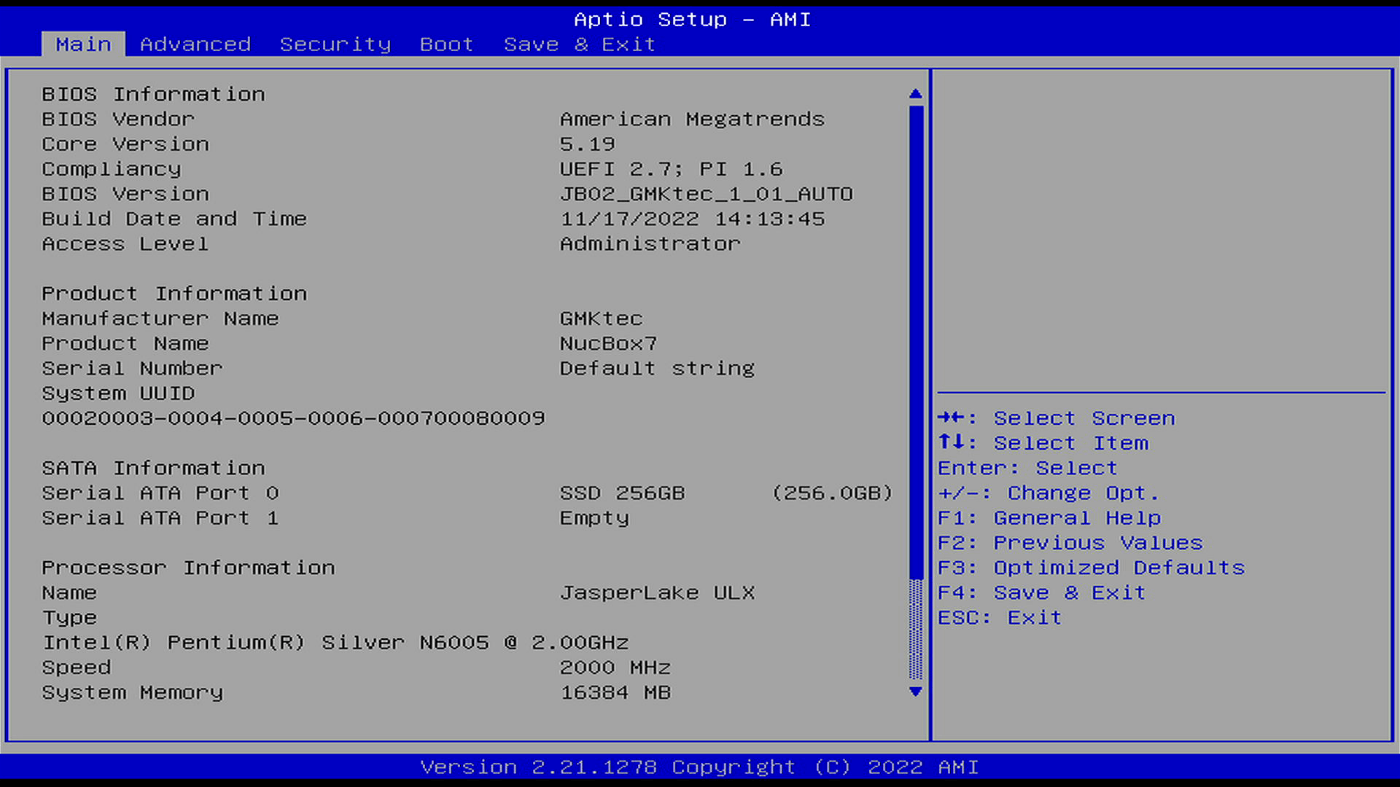 BIOS 画面