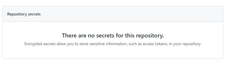 GitHub リポジトリから secret が削除された状態のスクリーンショット