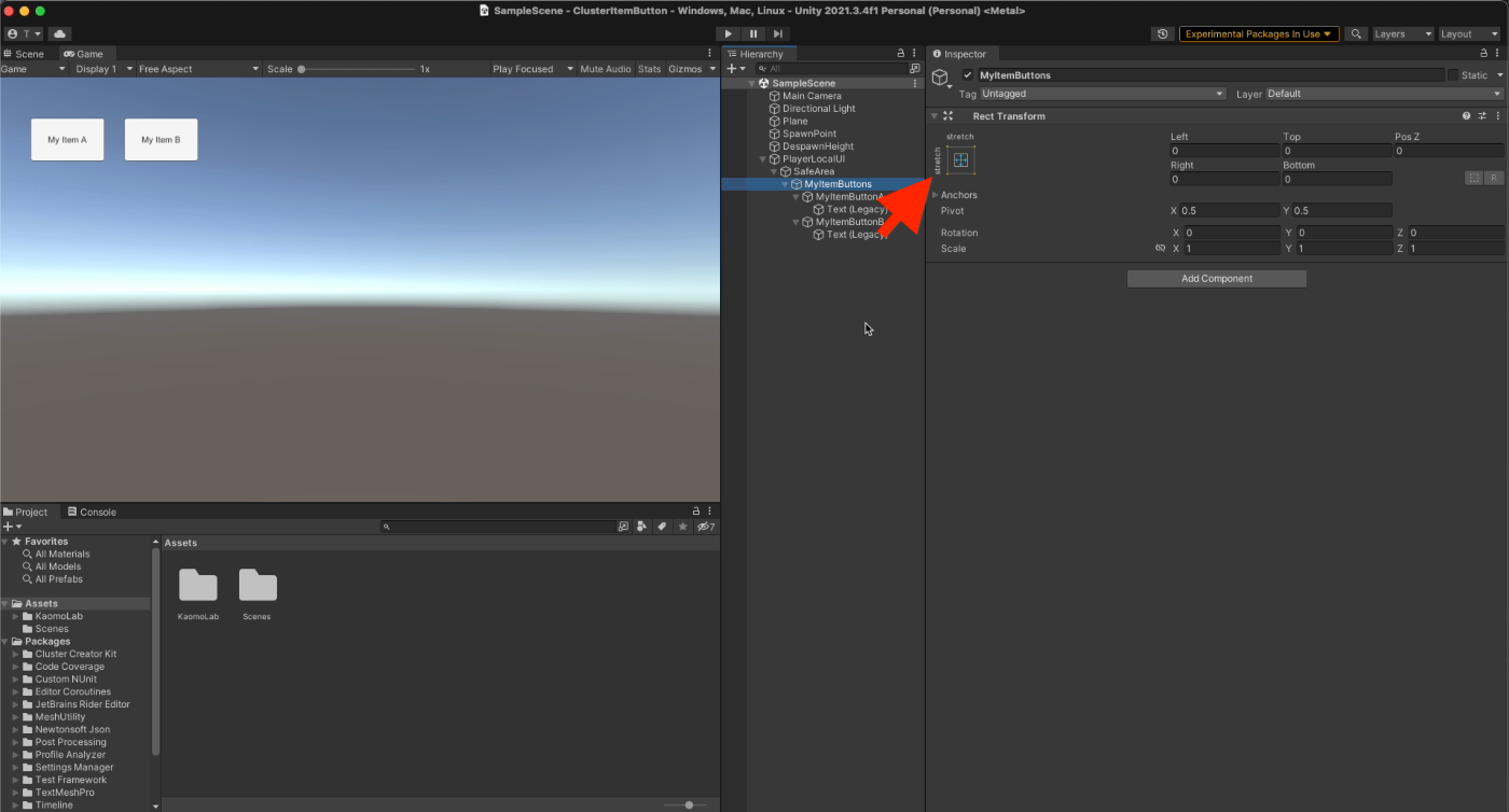 adjust UI button container