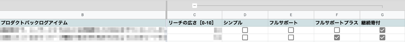 Reachのスプレッドシートのイメージ