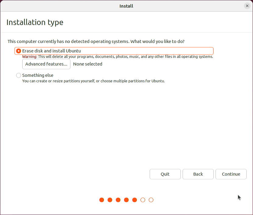 Erase disk and Install Ubuntu