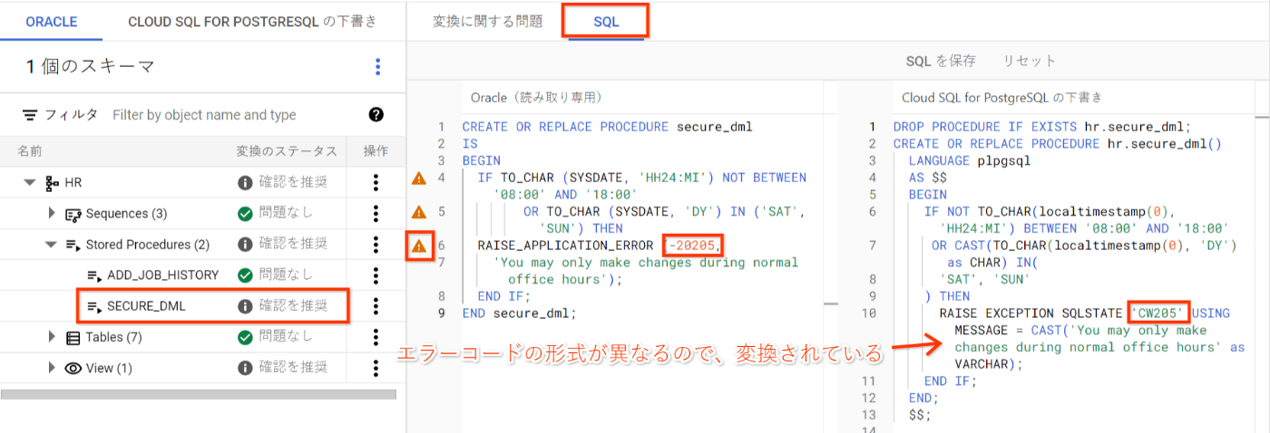 ストアードプロシージャの SYSDATE