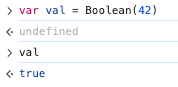 Boolean(42) の 実行結果