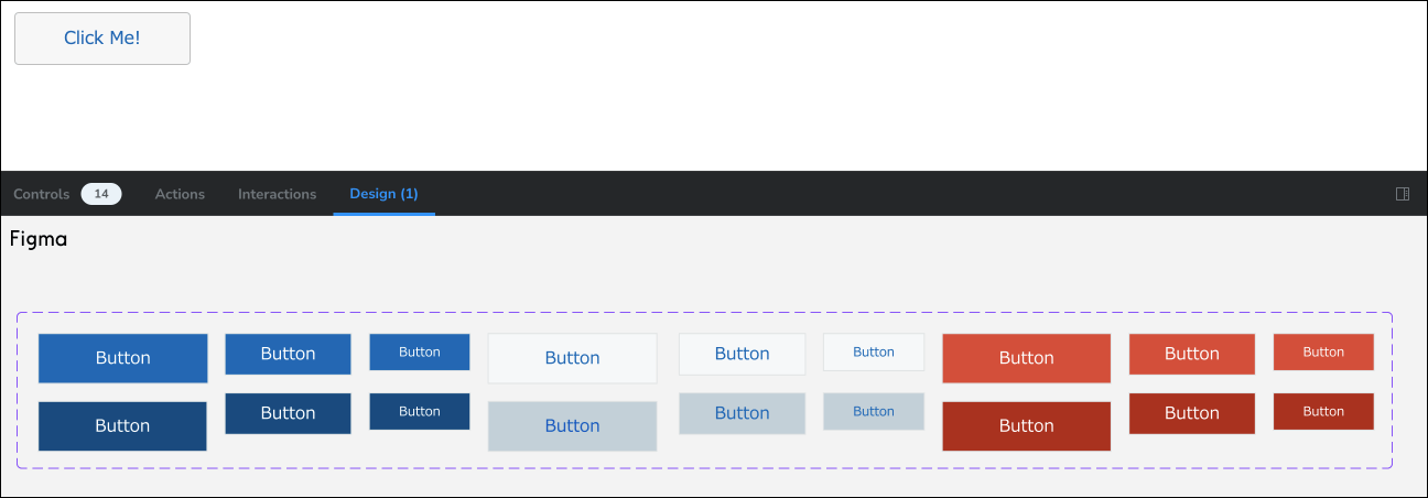 スクリーンショット：StorybookにFigmaが表示されている