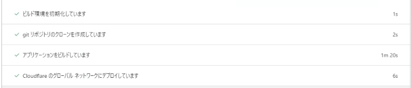Cloudflare Pagesのデプロイログ