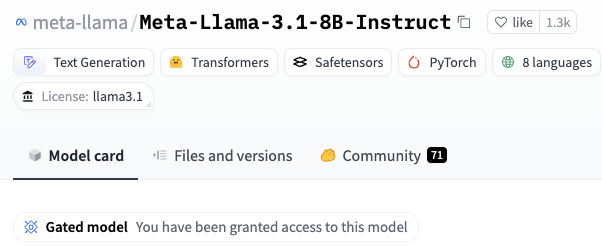 Hugging Faceのmeta-llamaのページ