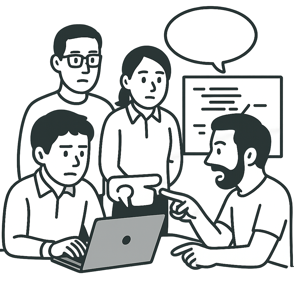 レビューを通じて考え方を共有する開発チーム