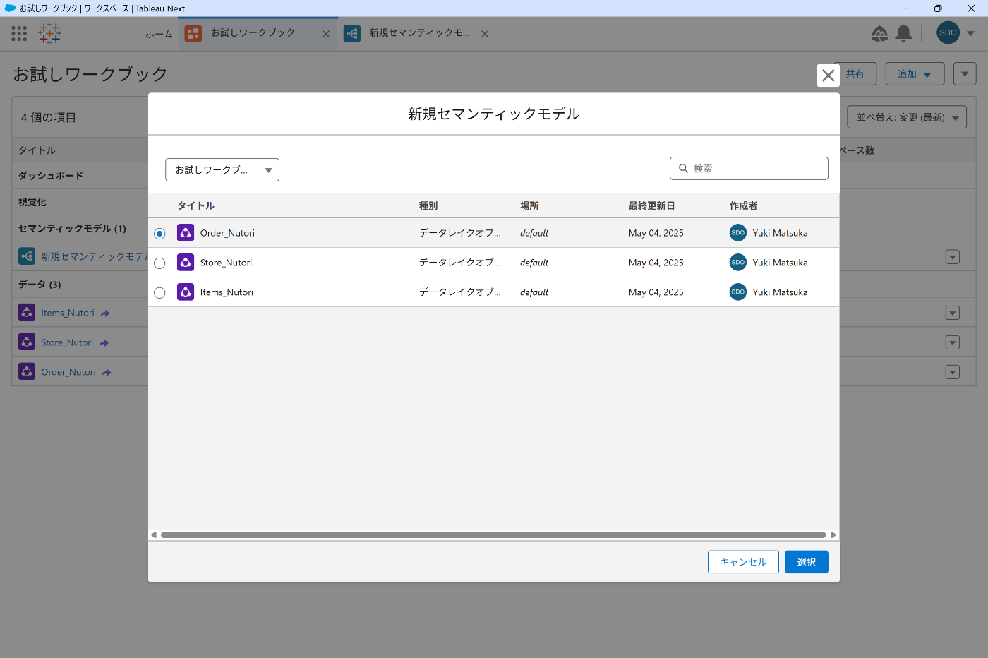 セマンティックモデル追加２