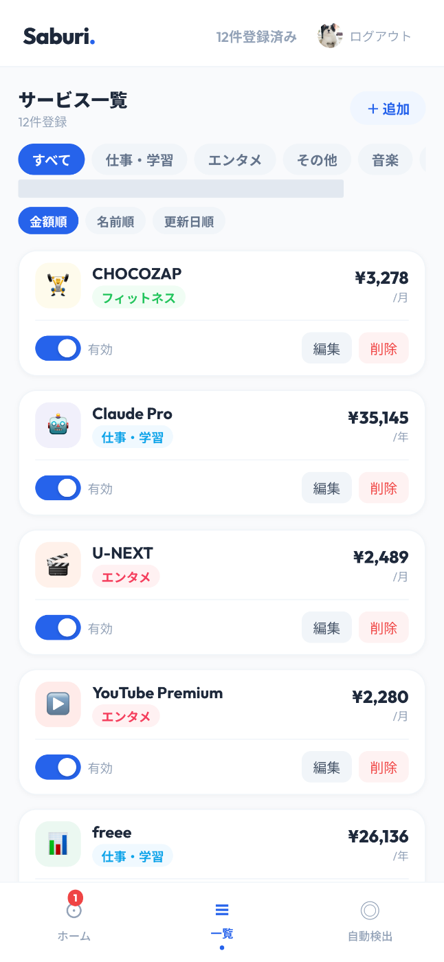 List screen
