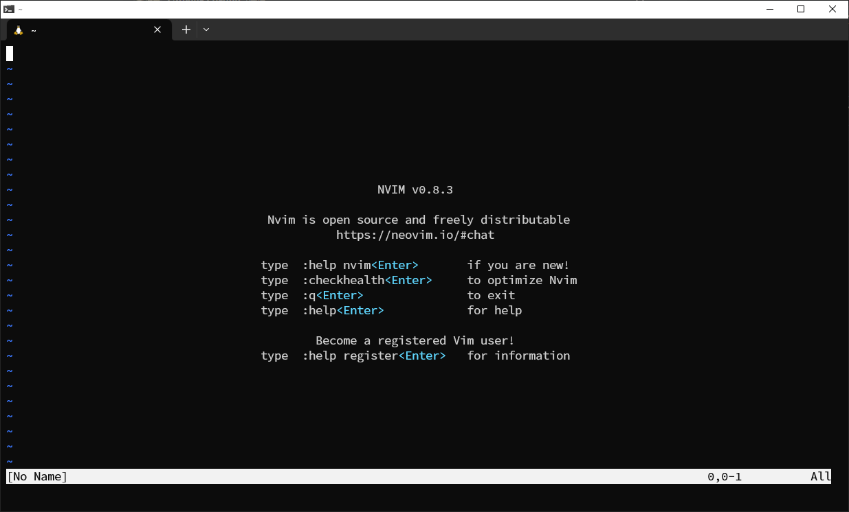 Neovimを起動した直後の画面