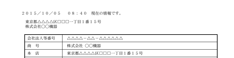 枠外に出力される情報