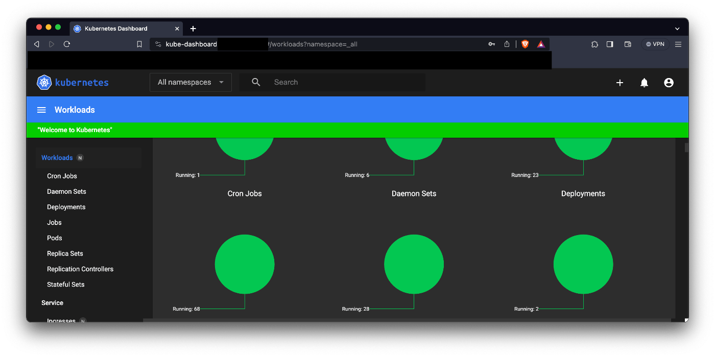 Kubernetes Dashboard on Web Browser