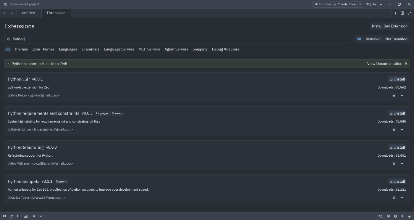 Pythonの拡張機能検索