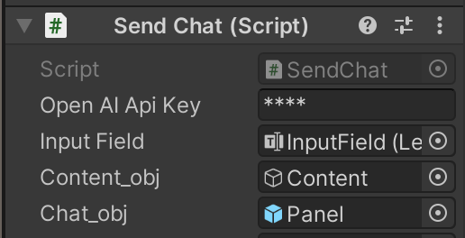 SendChat.csにアタッチする