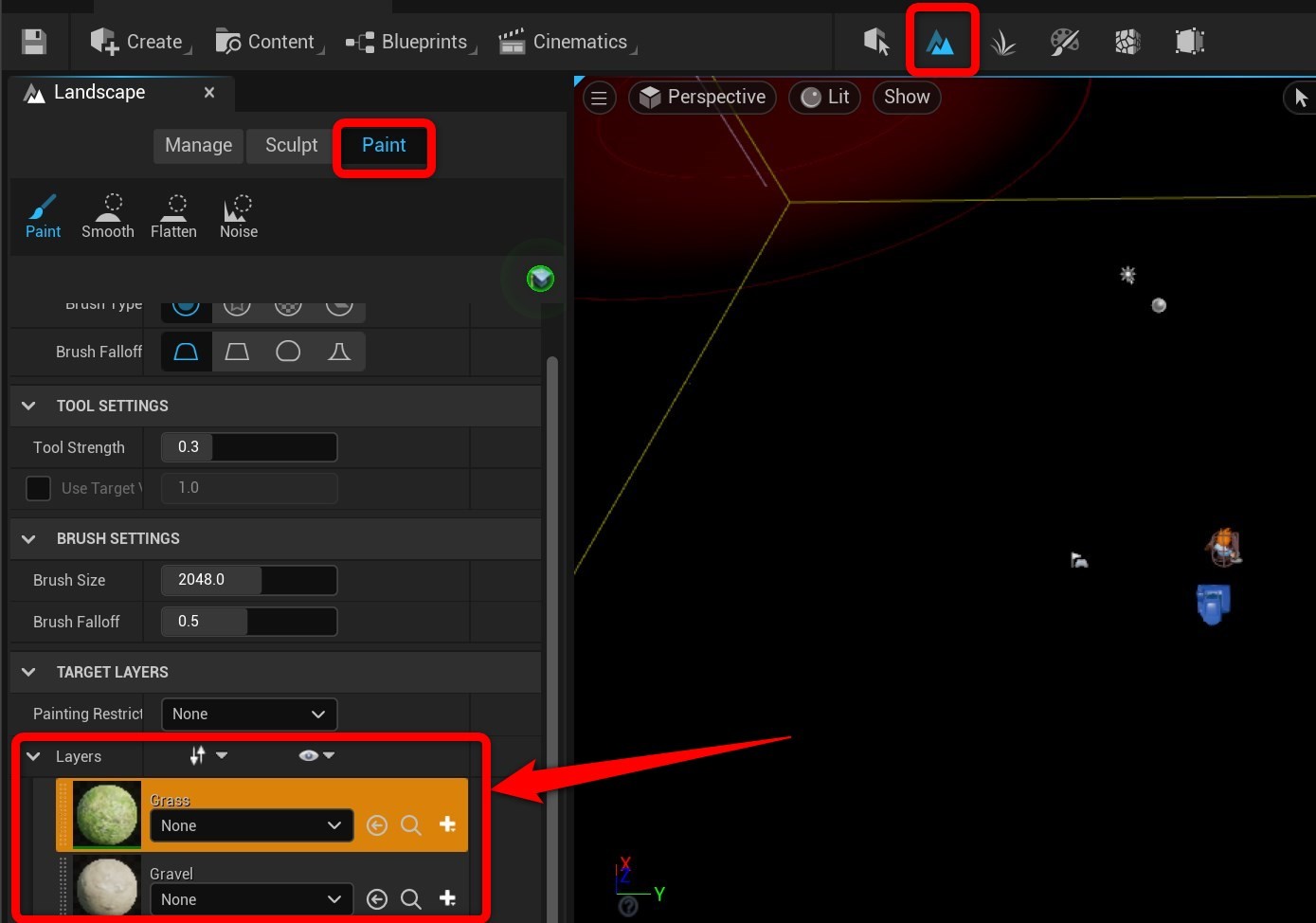 Landscapeで地面を塗る方法[UE5,UE4]｜UnrealEngine5(UE5)の教科書[旧]