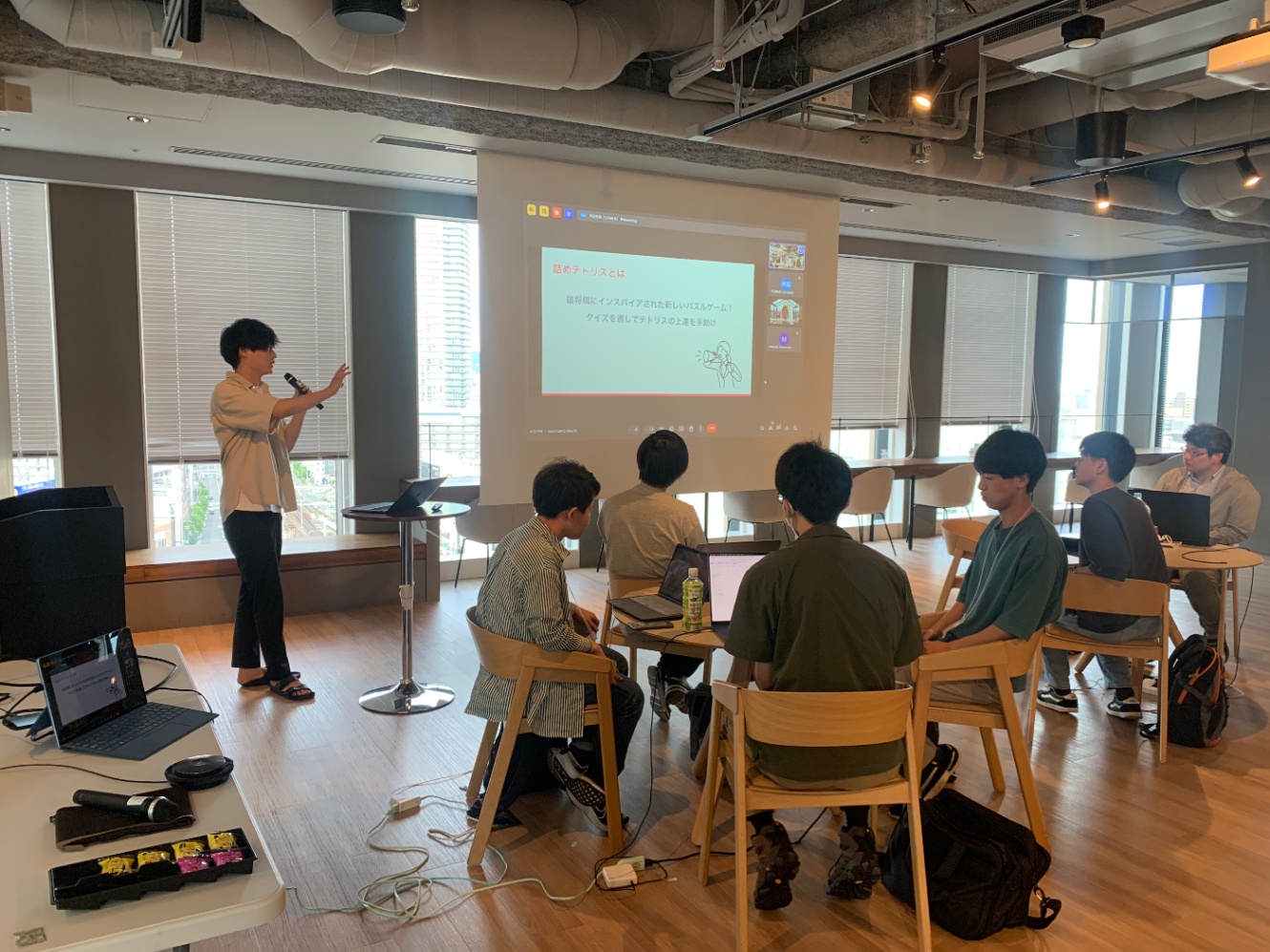 BootCamp Day3 Aチーム 詰めテトリス の発表の様子