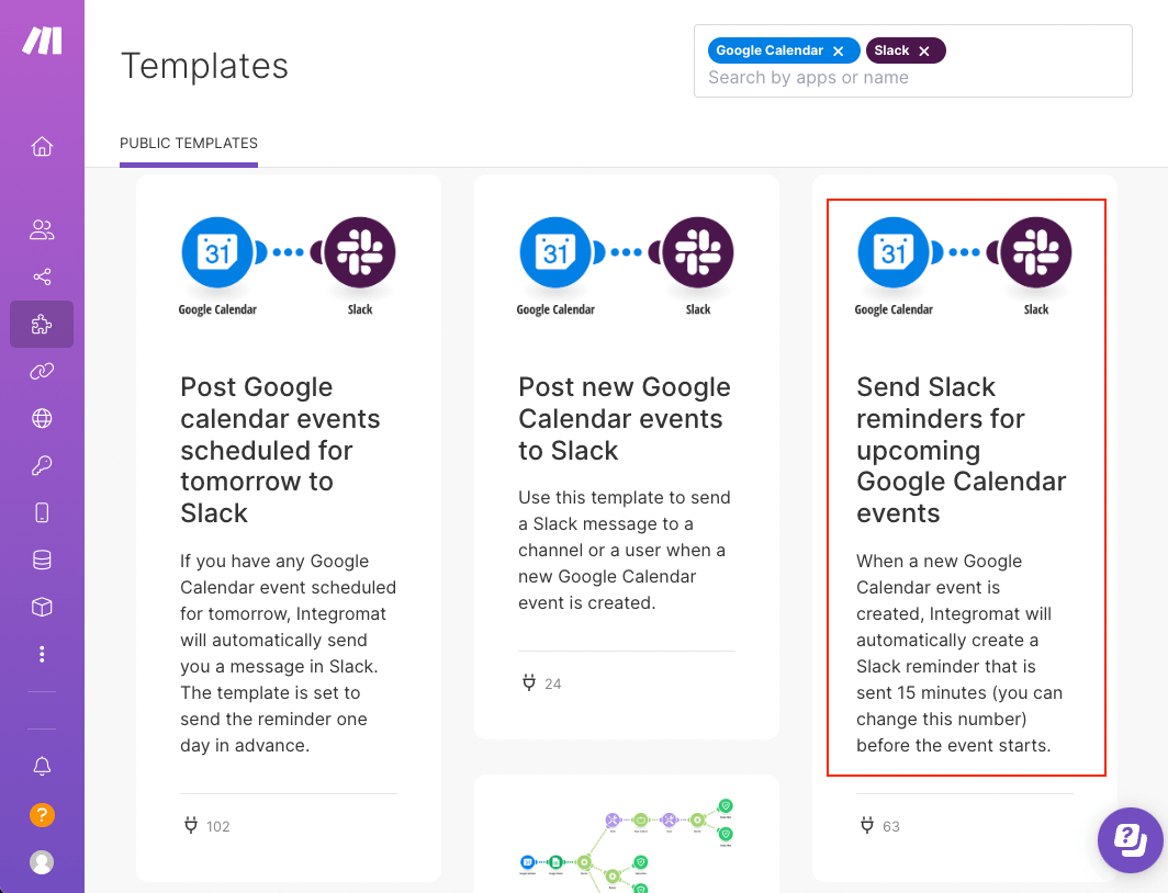 MakeでのGoogle CalendarとSlackの連携テンプレート