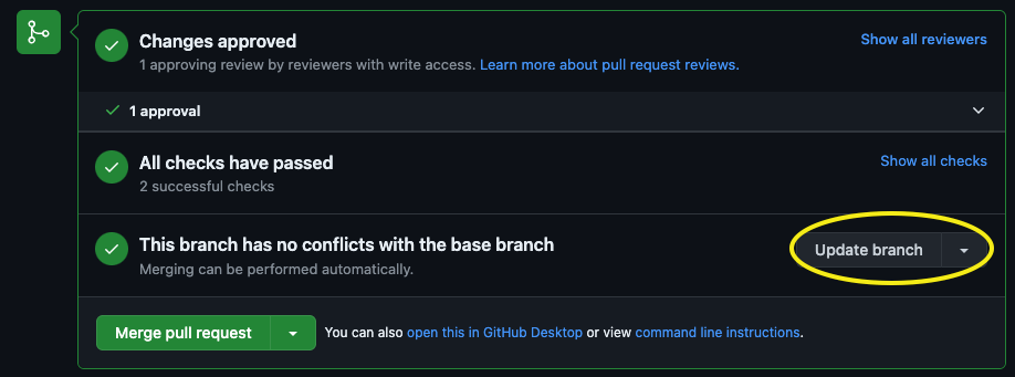 GitHub update branch