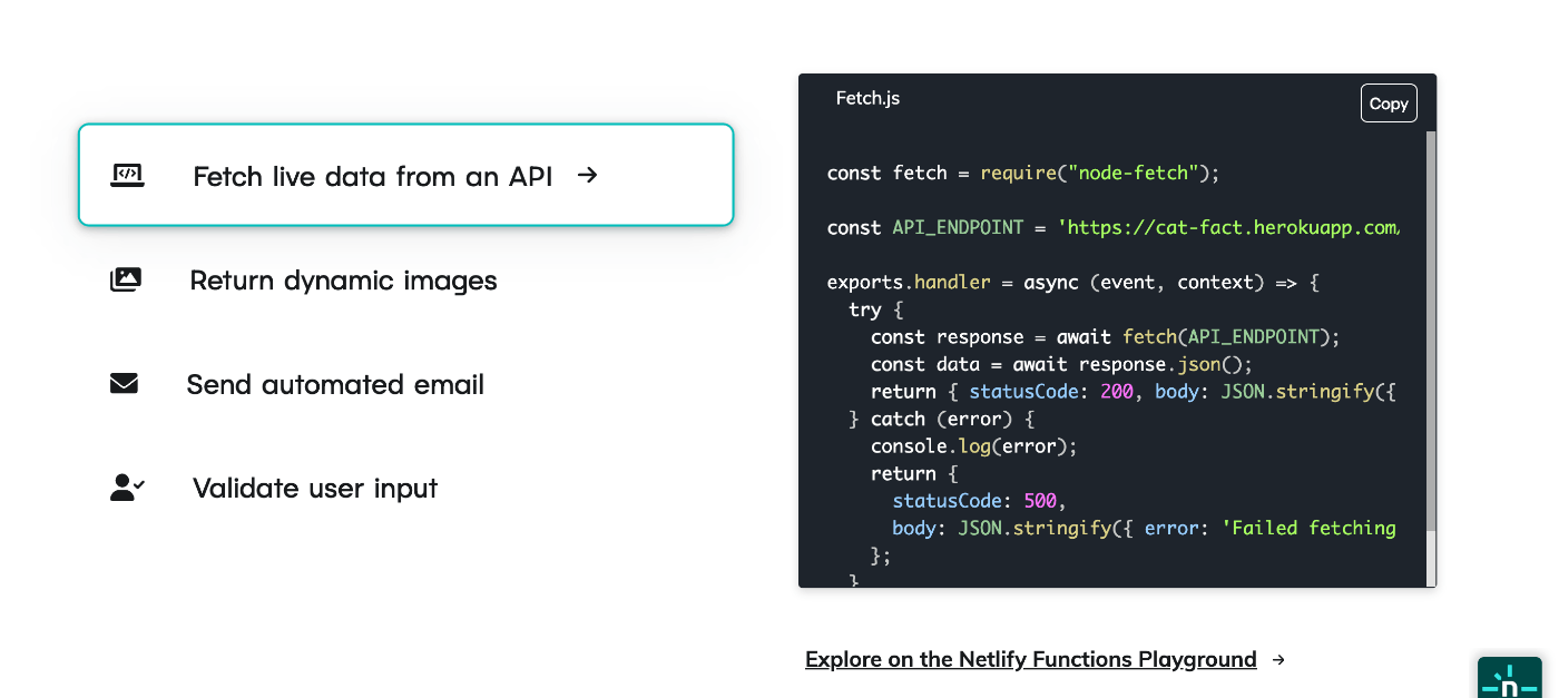 Netlify Functions - Example use cases