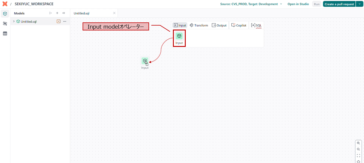 Input modelオペレーターの操作