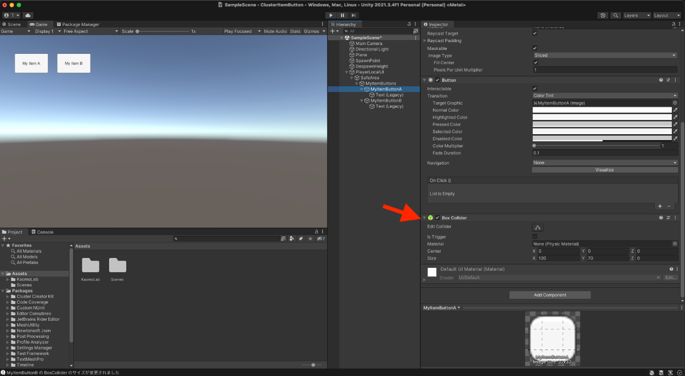 BoxCollider is added