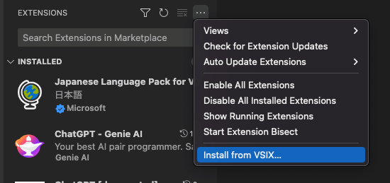 install from vsix