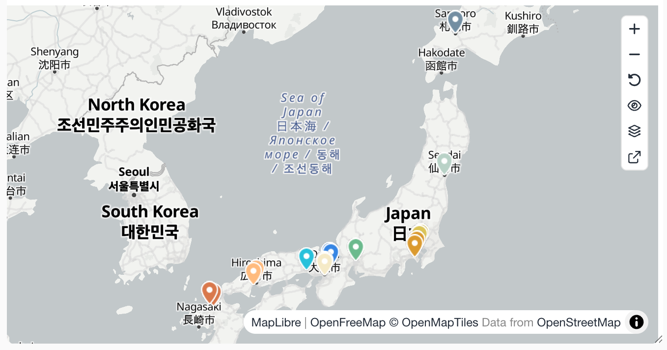 MapLibreへのピン表示例