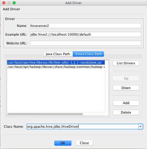 SQuirreL SQL Clientを使ってhiveserver2に接続する手順