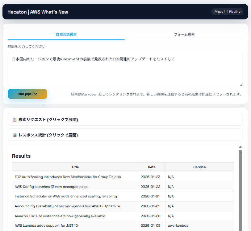 検証用に実装されたWebアプリ