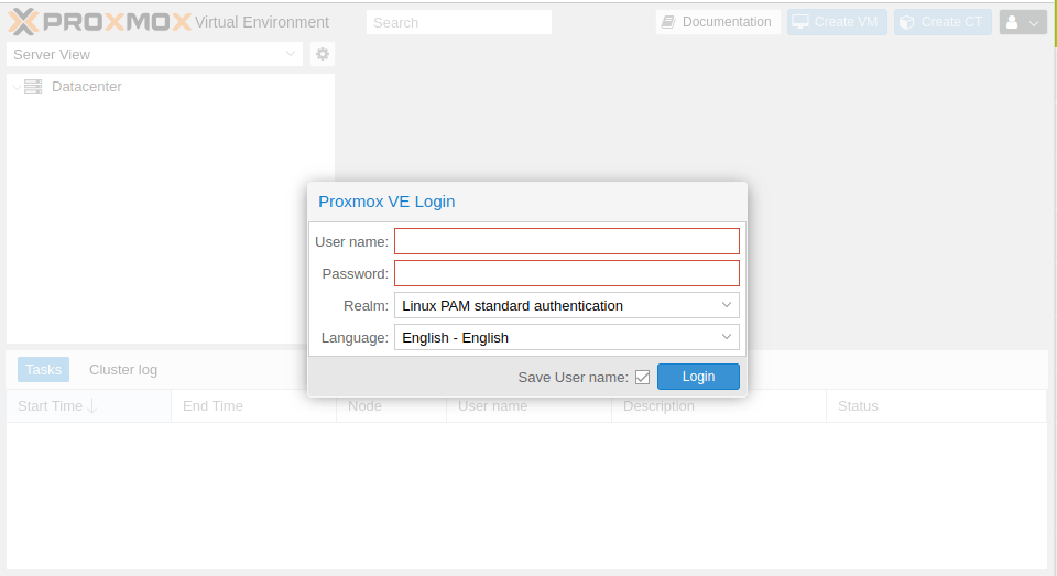 proxmox login