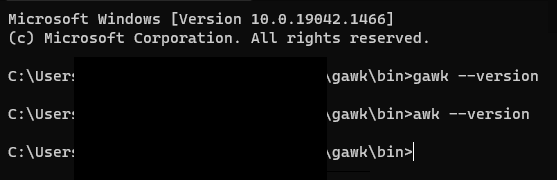 何も表示されないgawk --version