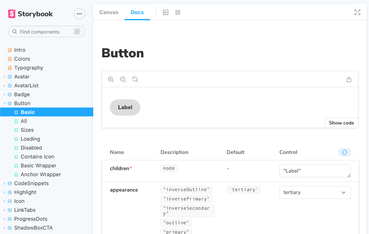 Storybook Docs