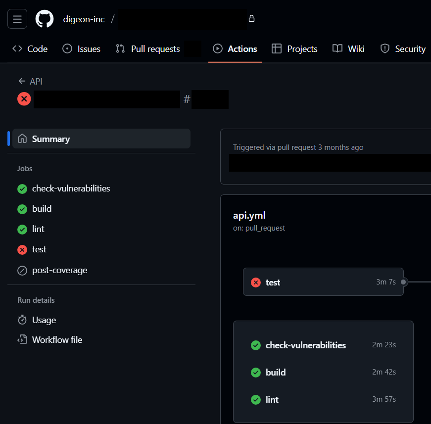 APIのCI/CDでテストだけが落ちている