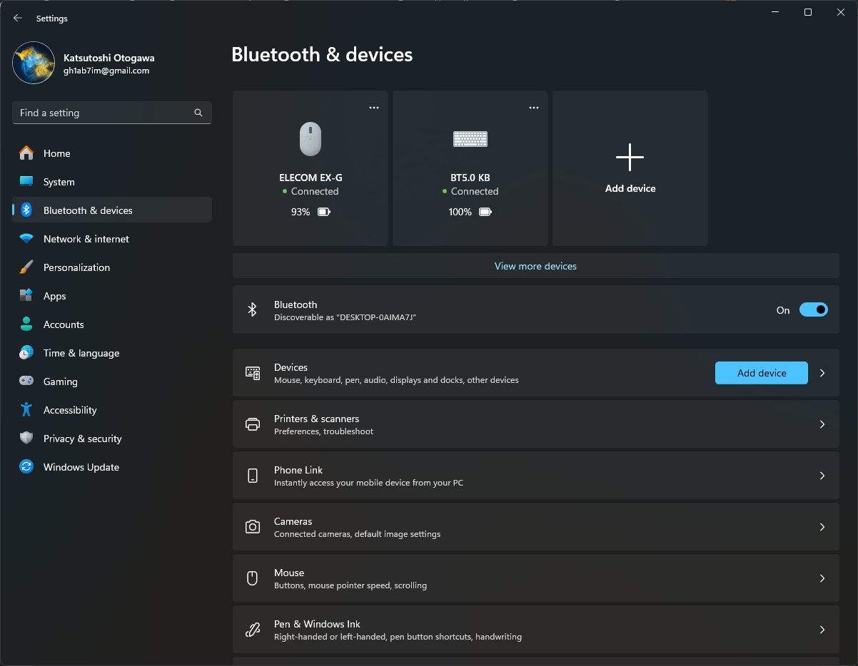 bluetooth & devices