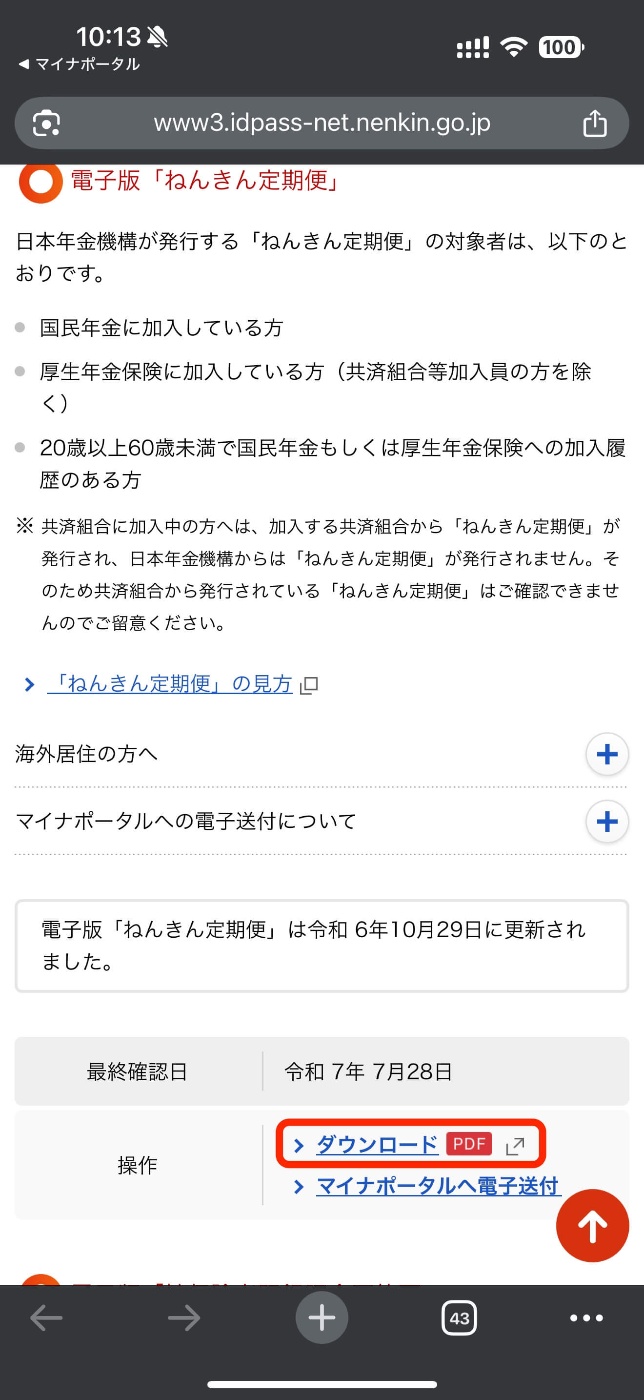 08_電子_ねんきん定期便トップ
