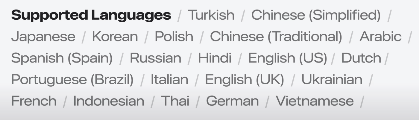 Supported Languages