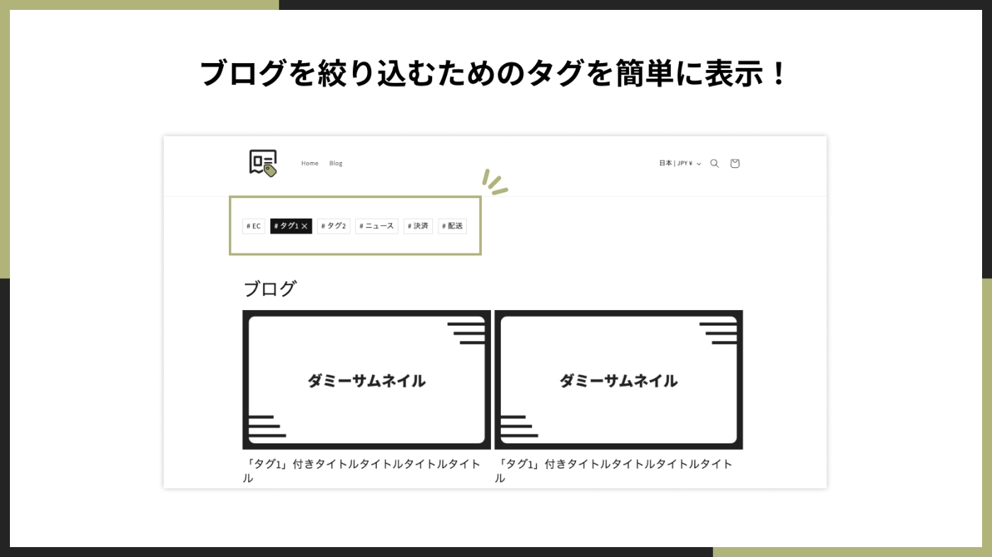 ブログを絞り込むためのタグを簡単に表示！
