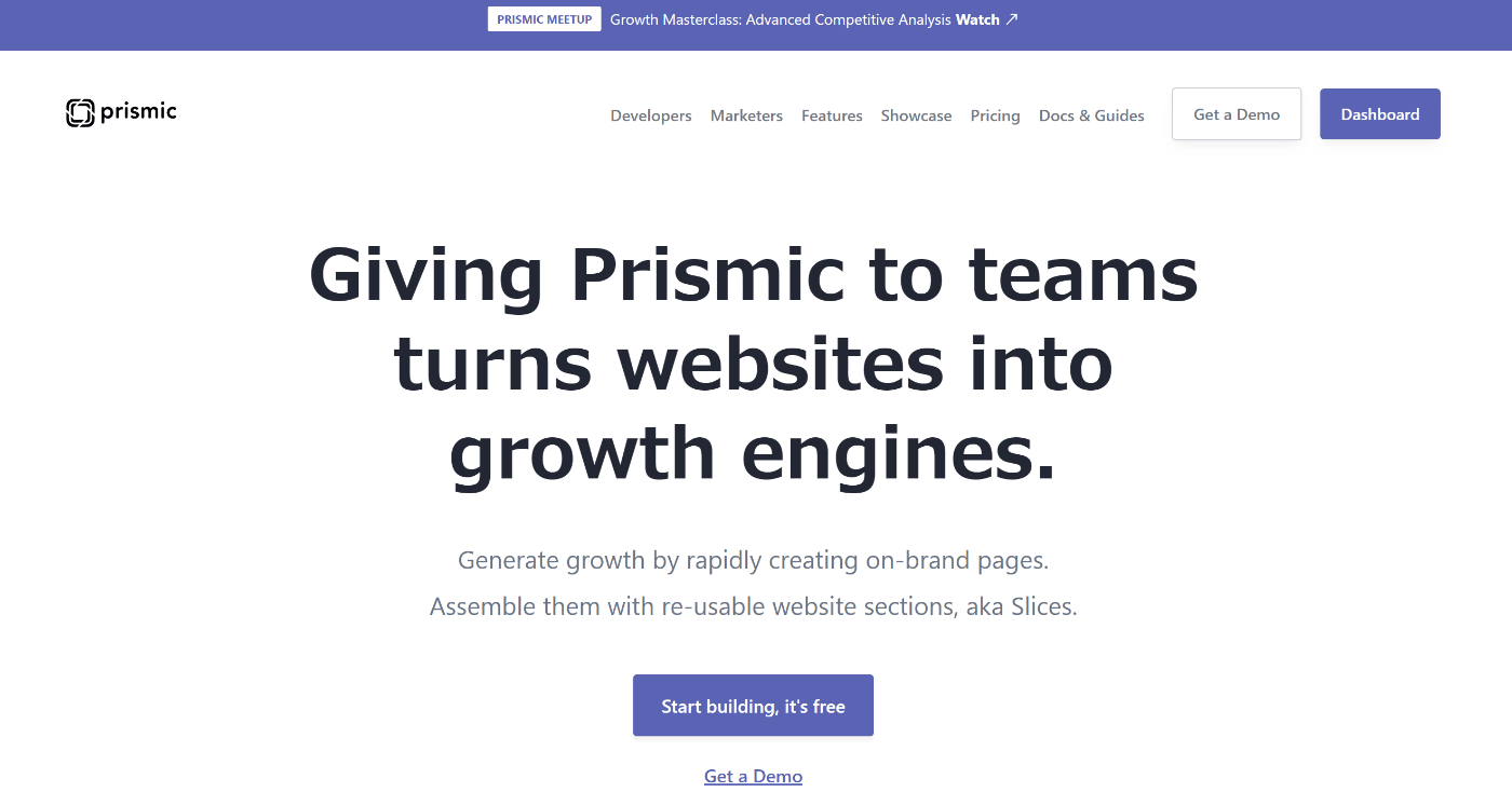 prismic.io toppage