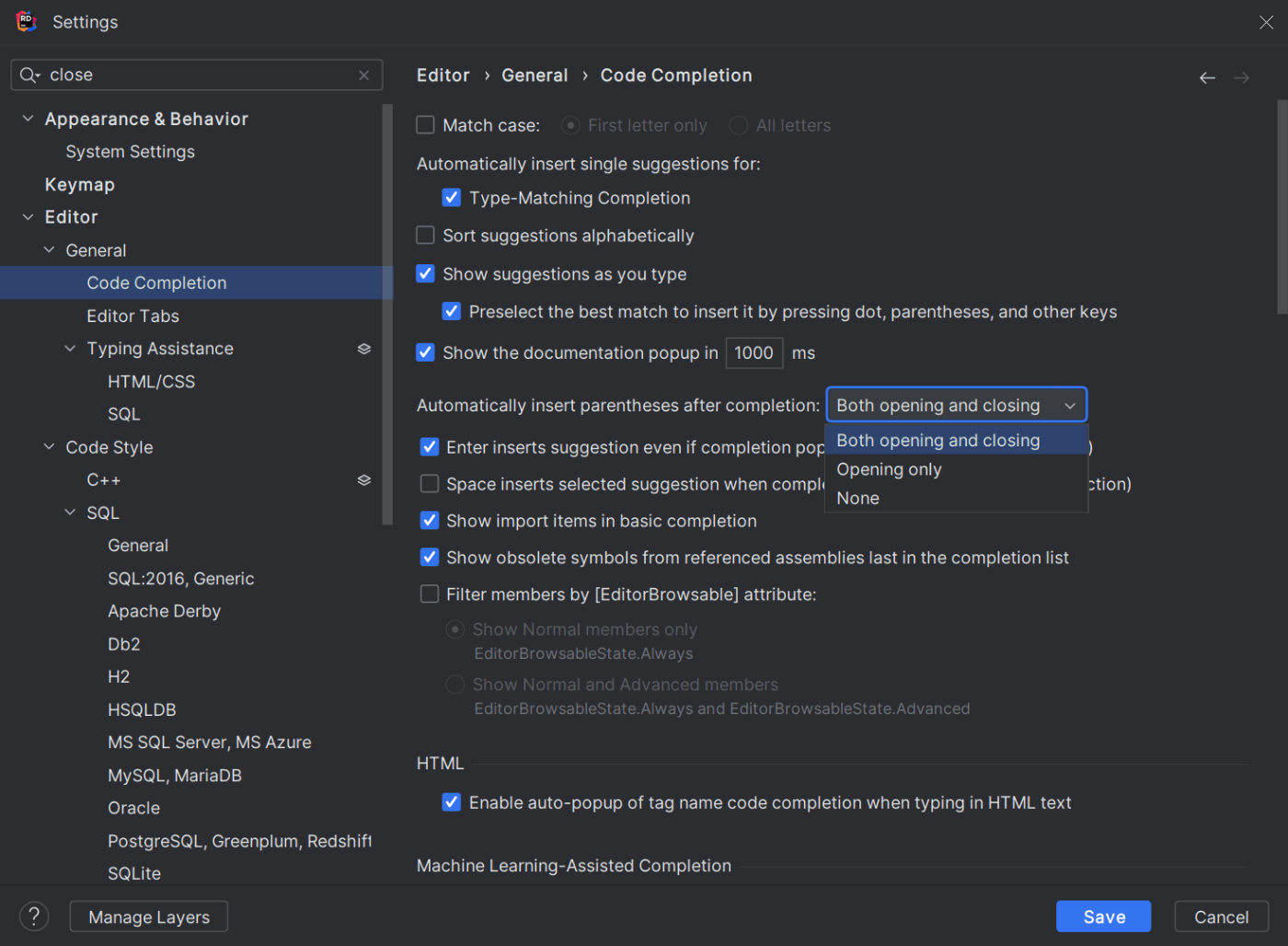 Rider + GitHub Copilot 自動でカッコが閉じないようにする