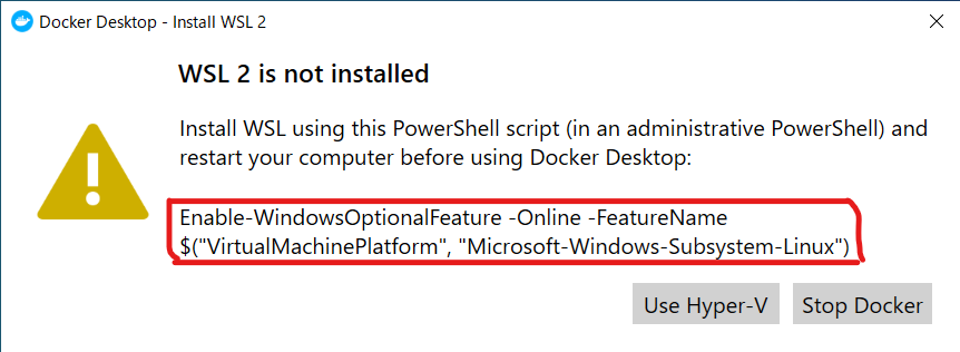 WSL 2 is not installed