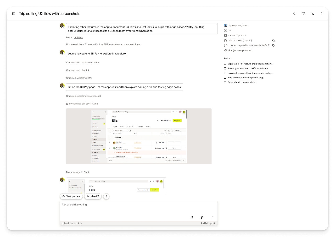 Webアプリ上でリアルタイムにスクリーンショットを受け取る様子