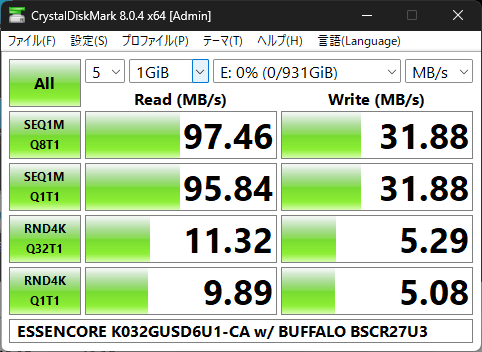 ESSENCORE K032GUSD6U1-CA w/ BUFFALO BSCR27U3