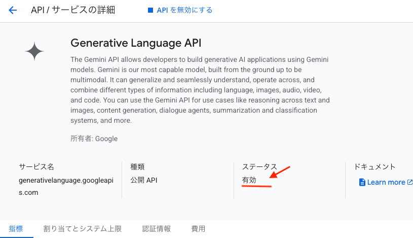 Confirm Activate Gemini API