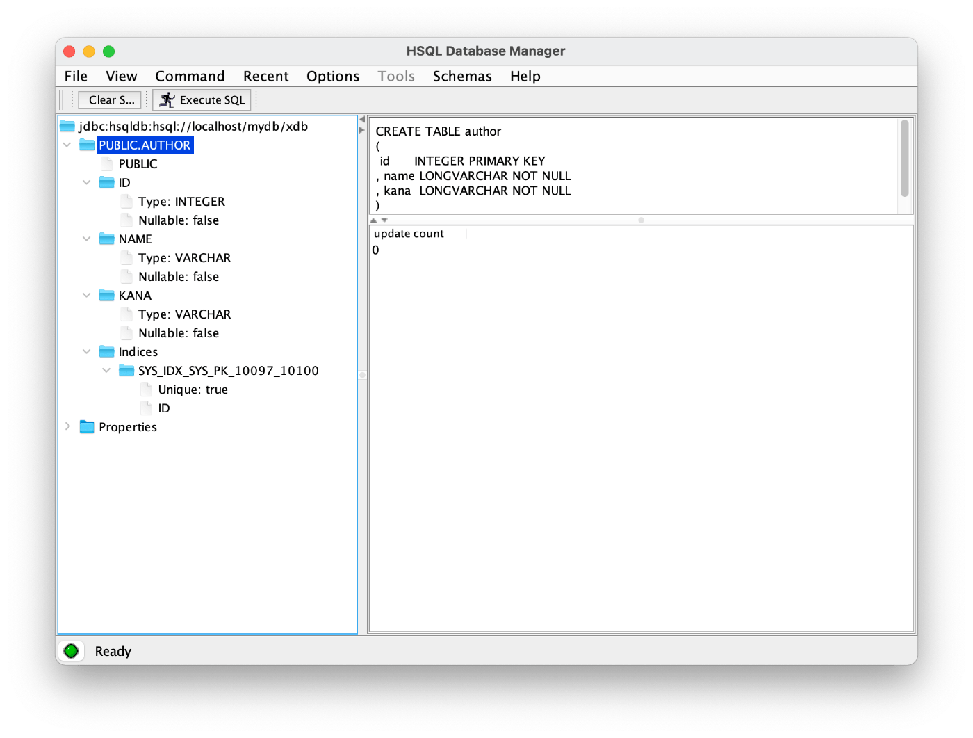 [DB]HSQLDBのインストールとDB基本操作(for Mac)