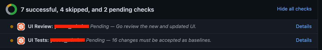 GitHub PR check status pending