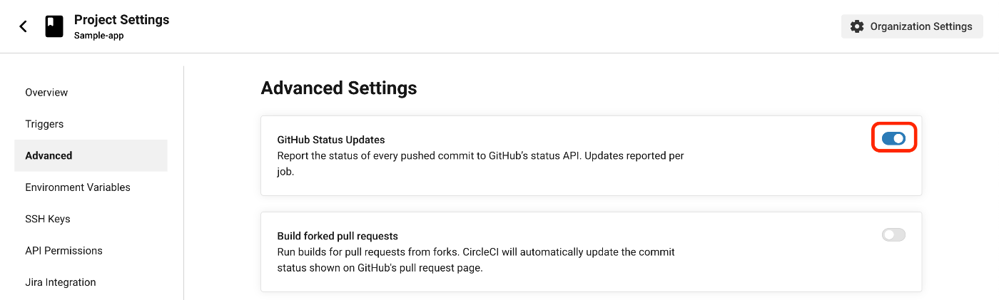 turn on GitHub Status Updates