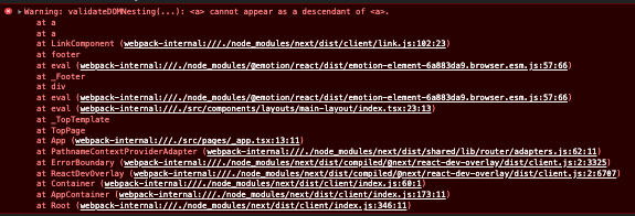 validateDOMNesting Error