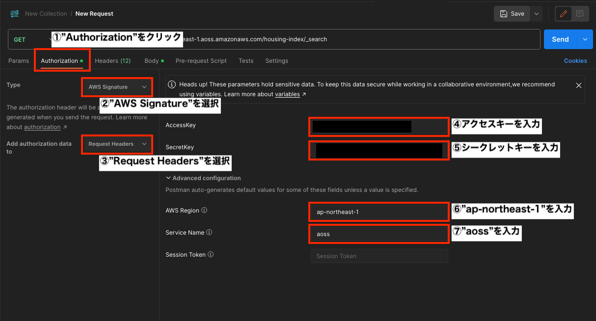 PostmanのAuthenticationの設定